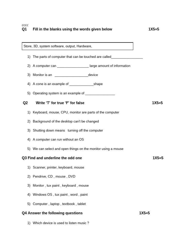 3rd Question Paper | PDF