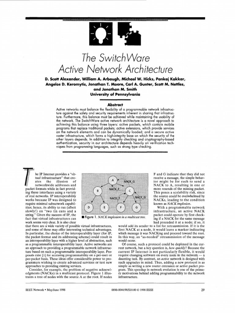 The SwitchWare Active Network Architecture | PDF | Computer Network ...