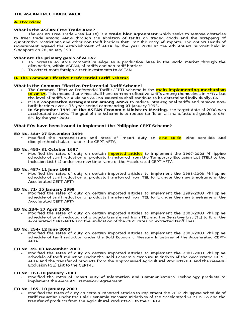 Group 1 Afta | PDF | Asean Free Trade Area | Economies