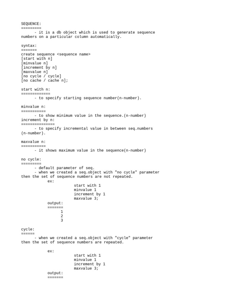 Understanding SQL Sequence Objects | PDF | Cache (Computing ...
