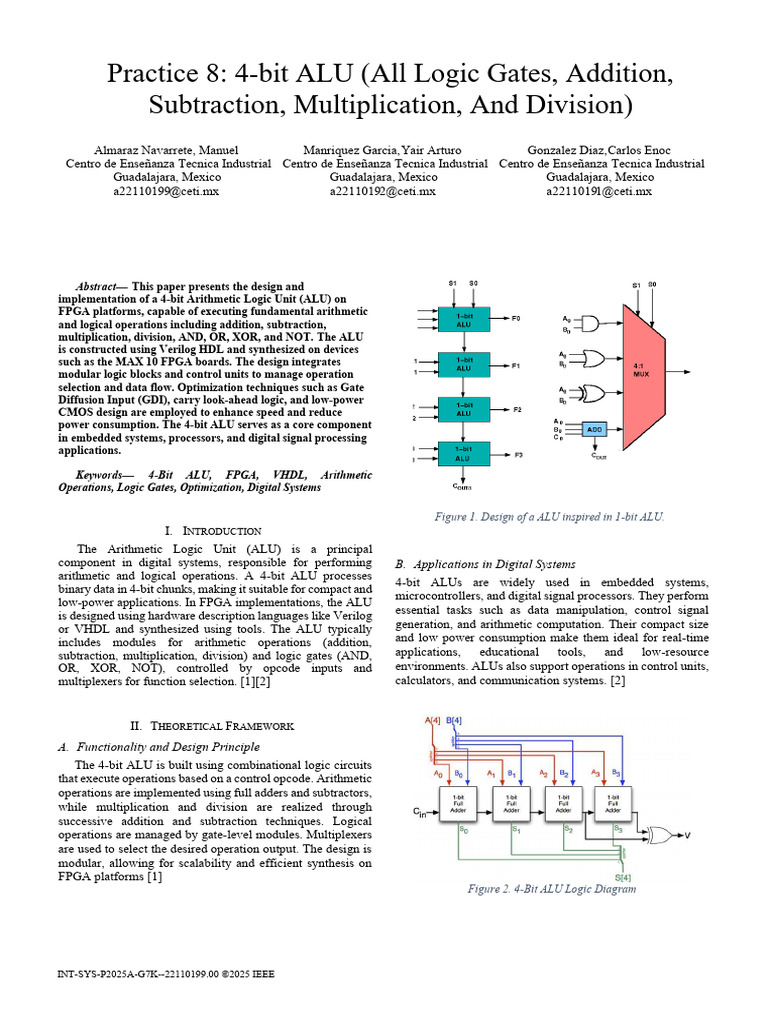 4-Bit ALU Design for FPGA Implementation | PDF | Vhdl | Logic Gate