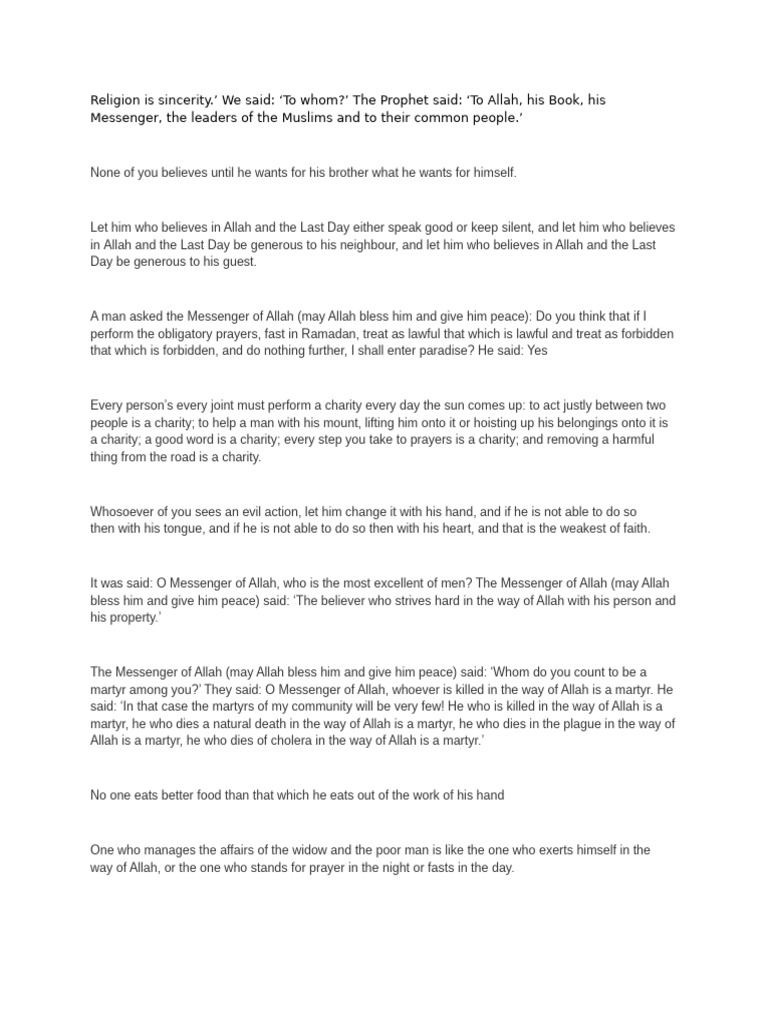 Hadiths 1-20 | PDF | God In Islam | Muhammad