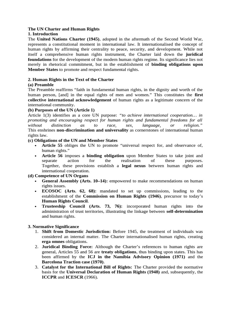 UN Charter's Role in Human Rights | PDF | Human Rights | International Law