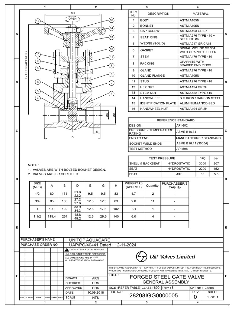 L&T Forged Gate Valve 15-40MM | PDF | Industrial Processes | Mechanical ...
