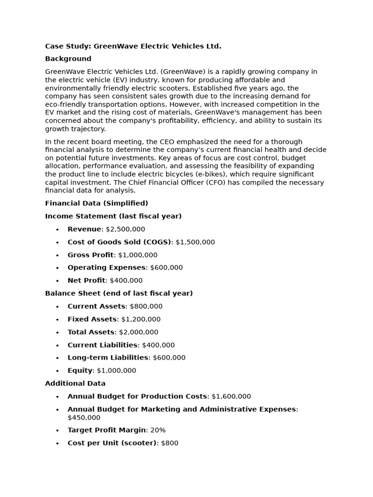 GreenWave EV Financial Analysis Case Study | PDF | Net Present Value ...
