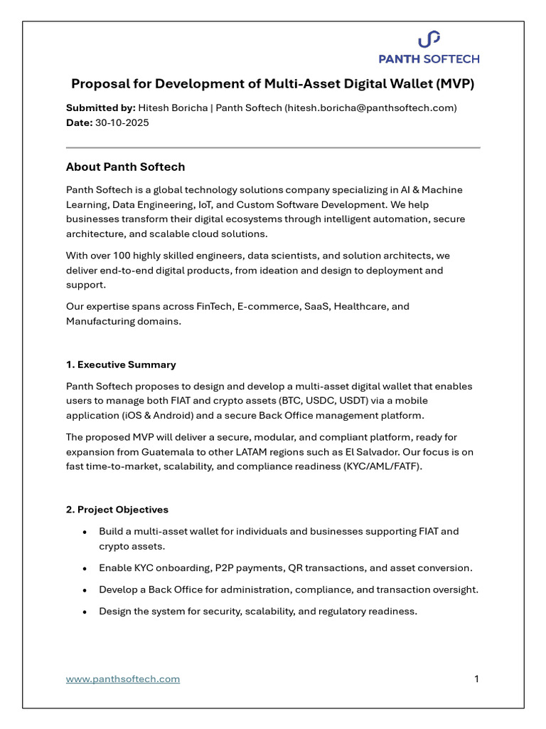 Multi-Asset Digital Wallet Proposal | PDF | Cloud Computing | Software ...