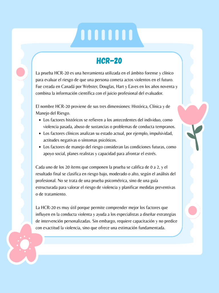 Evaluación de Riesgo Violento: HCR-20 | PDF