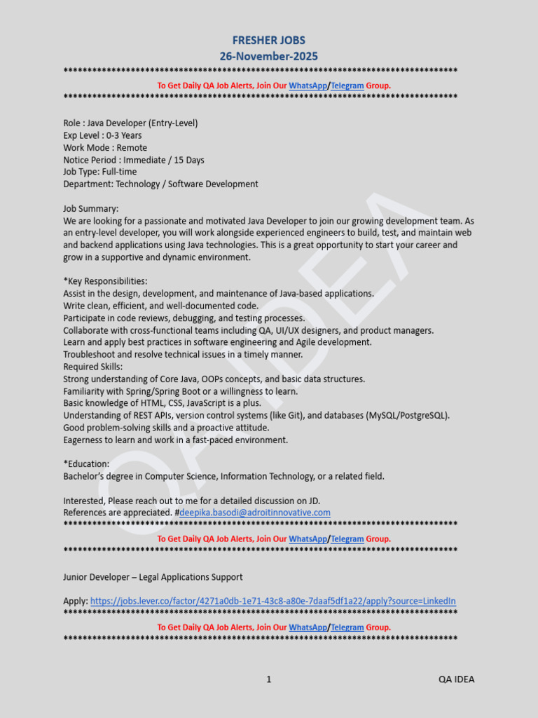 Entry-Level Java Developer Jobs | PDF | Web Development | Computer ...