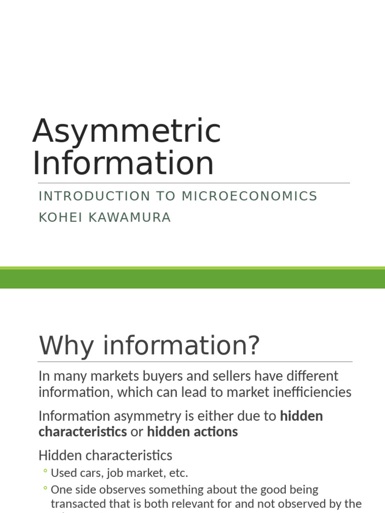Understanding Asymmetric Information in Markets | PDF | Failure ...