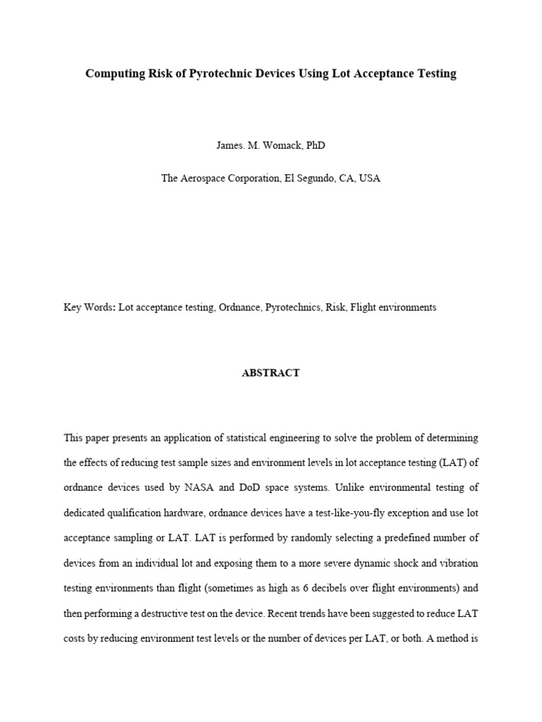 Risk Assessment in Pyrotechnic LAT | PDF | Normal Distribution ...