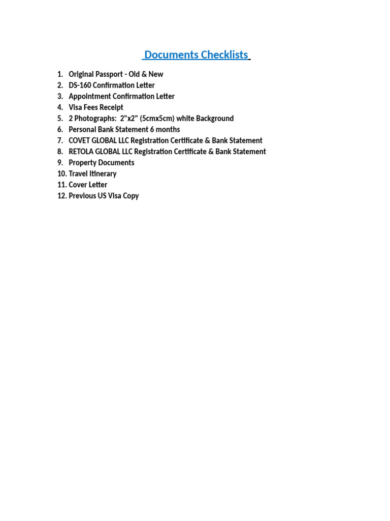OFC Documents Checklists | PDF