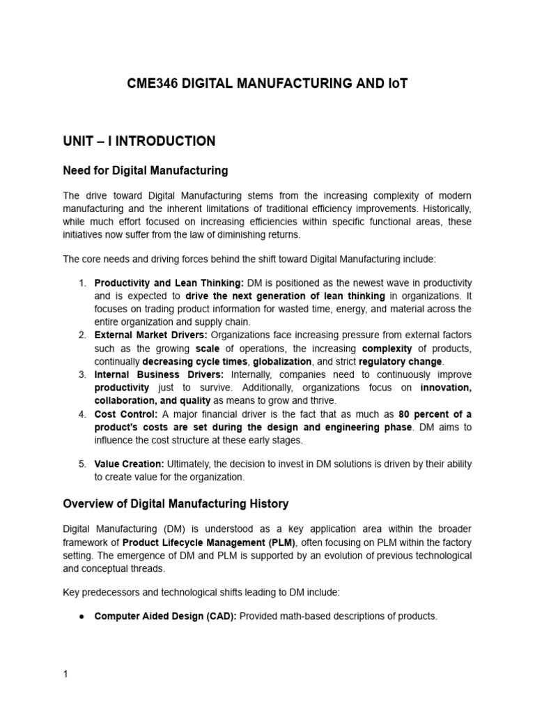 Digital Manufacturing and IoT Overview | PDF | Product Lifecycle ...
