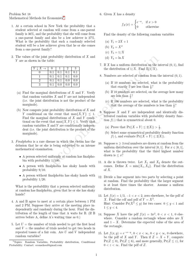 Probability and Random Variables Exercises | PDF | Probability ...