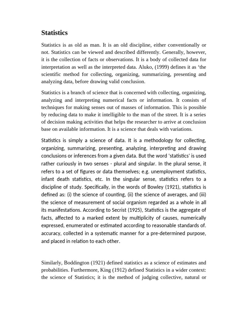 Statistics Definition, Types and Sources of Data Collection and ...