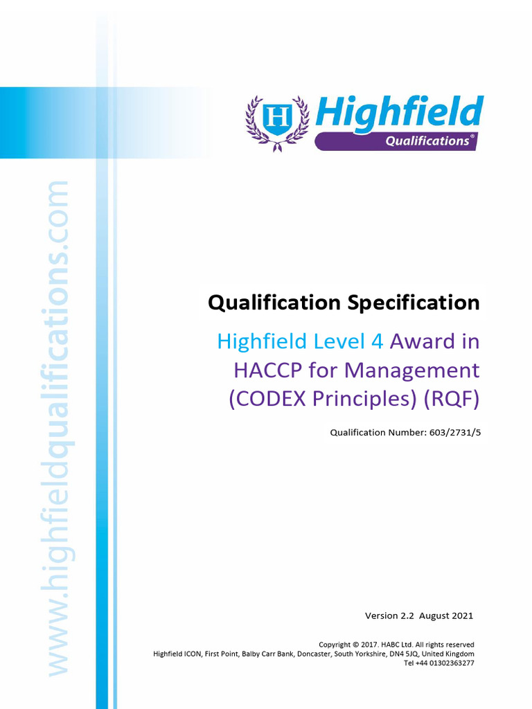 (07062022 1237) l4 Haccp Codex Qual Spec v2.2 Aug21 | PDF | Identity ...