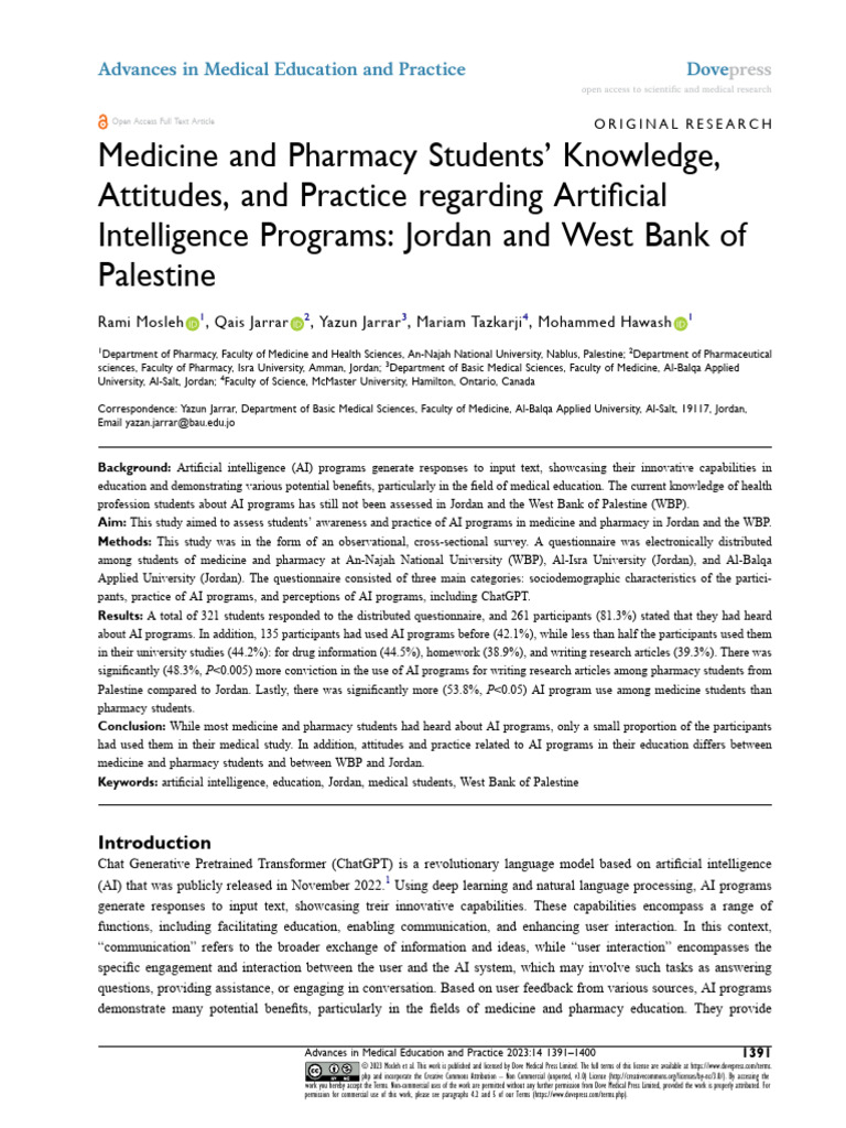 Medicine and Pharmacy Students Knowledge Attitude | PDF | Medicine ...