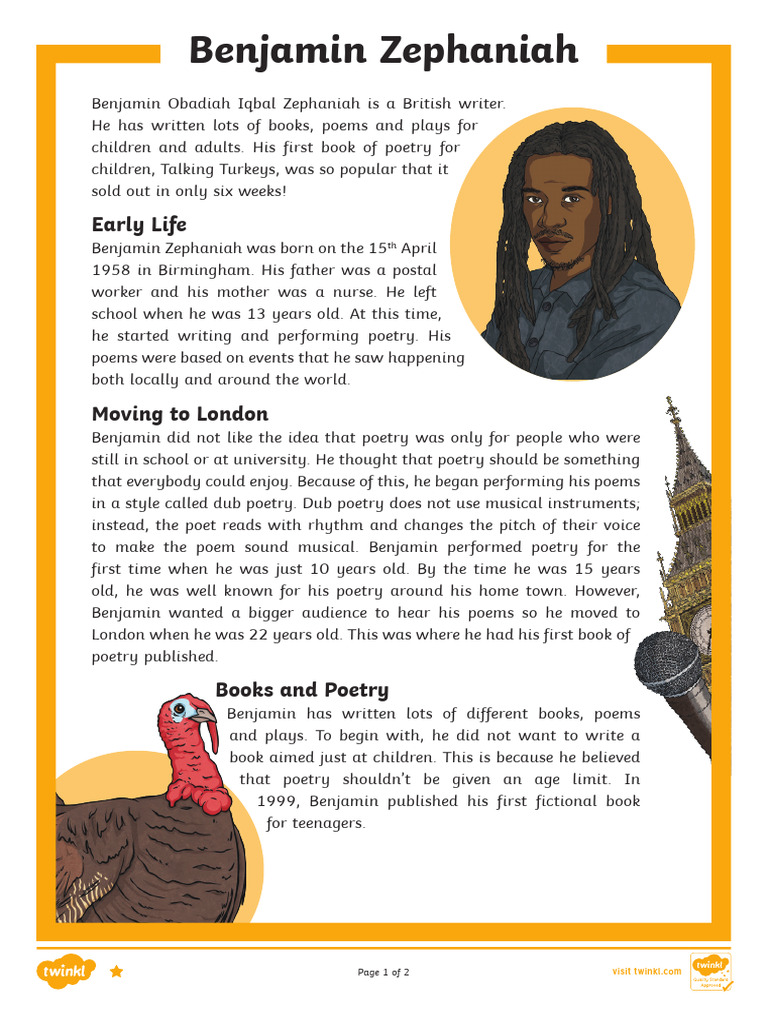 Benjamin Zephaniah: Poet and Activist | PDF