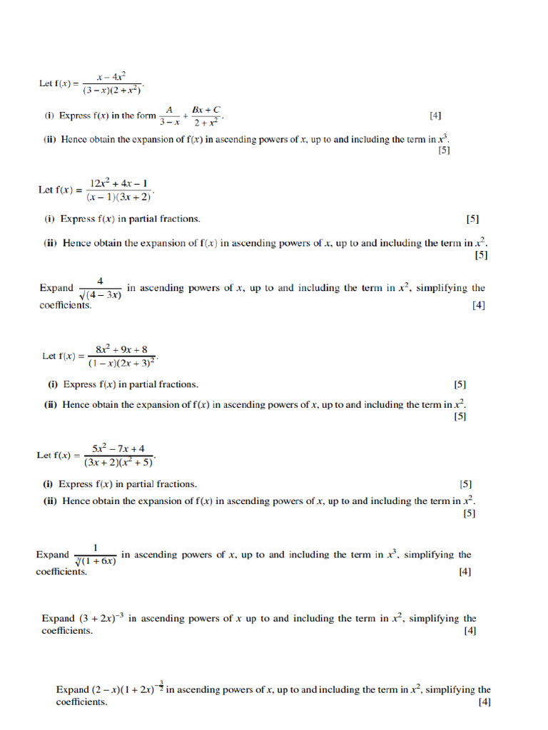 Partial Fraction & Binomial Expansion Guide | PDF