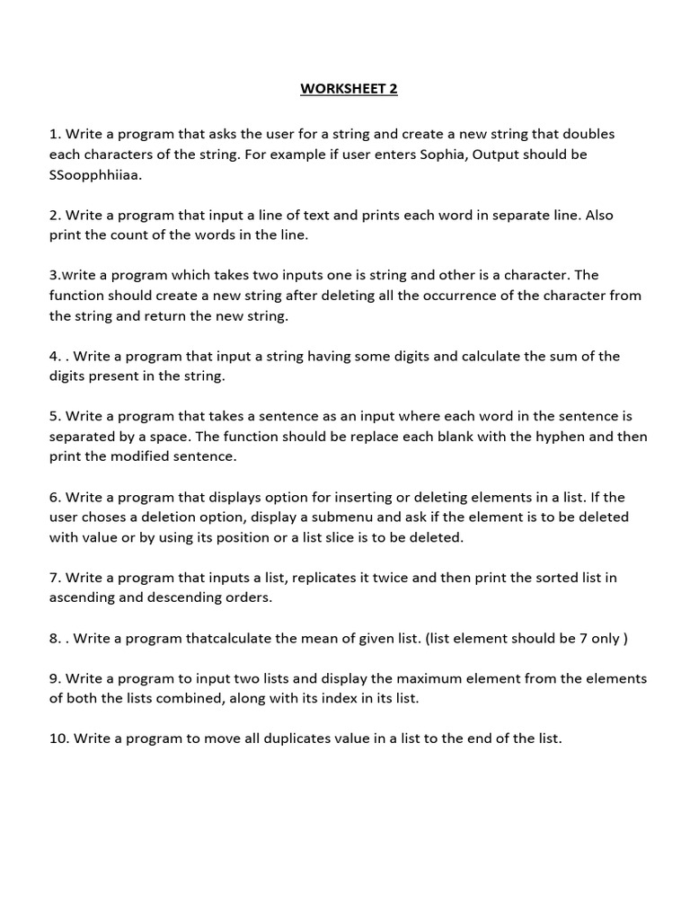 Worksheet 2 | PDF