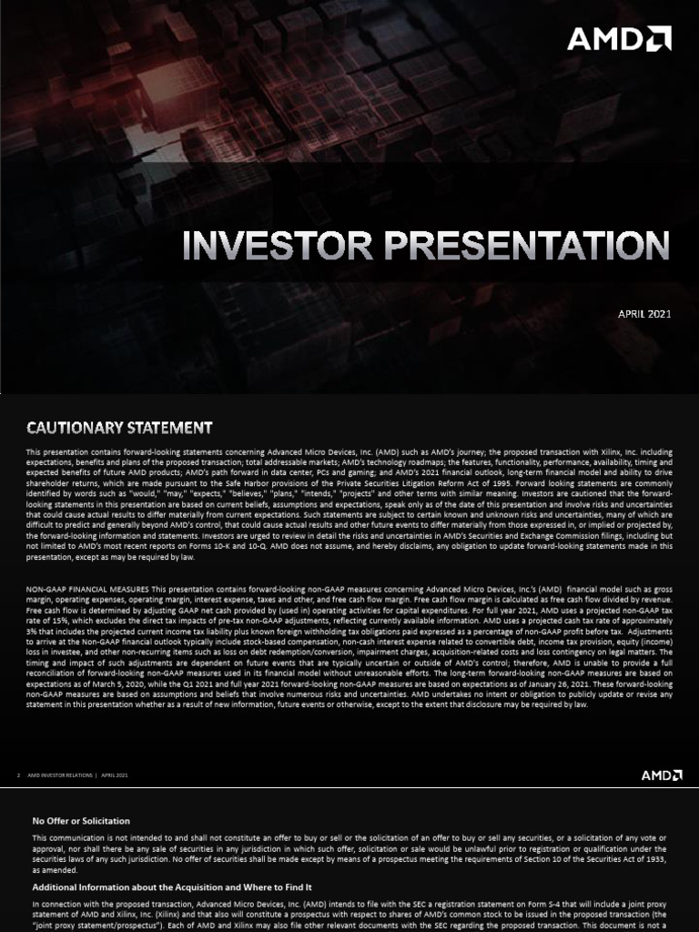 AMD Investor Presentation Apr2021 Final | PDF | Free Cash Flow | Expense