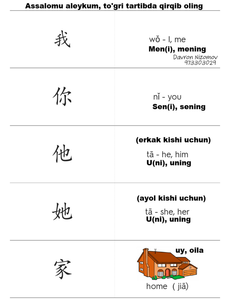 HSK 1 Words With Picture | PDF