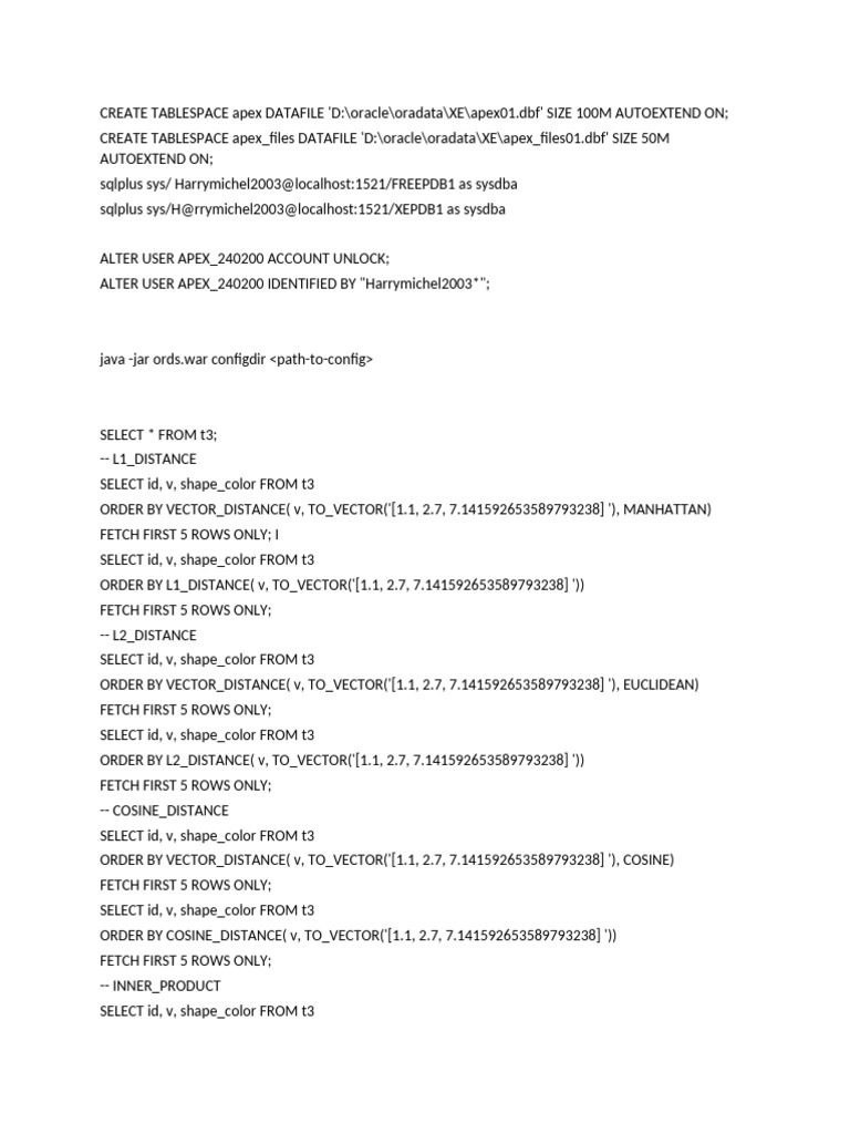 Oracle SQL Vector Distance Queries | PDF | Norm (Mathematics ...