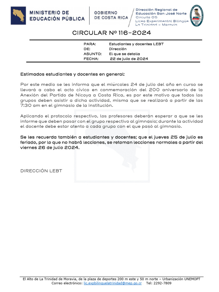 Acto Cívico por Anexión de Nicoya 2024 | PDF
