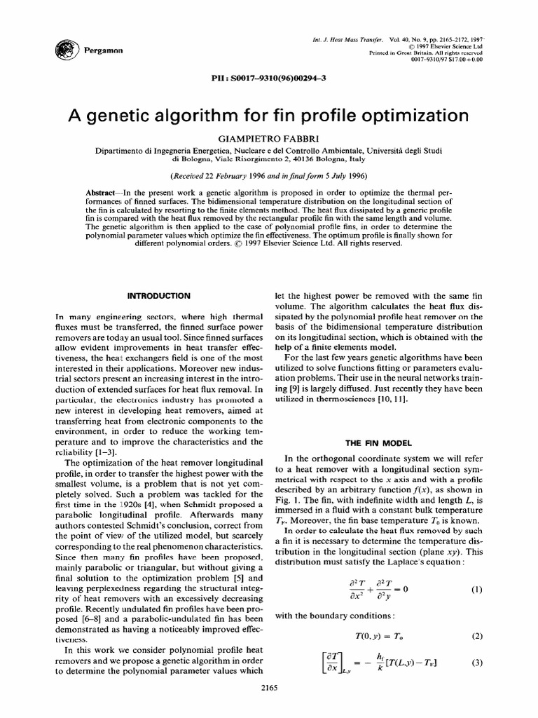 Genetic Algorithm for Fin Optimization | PDF | Heat | Heat Transfer