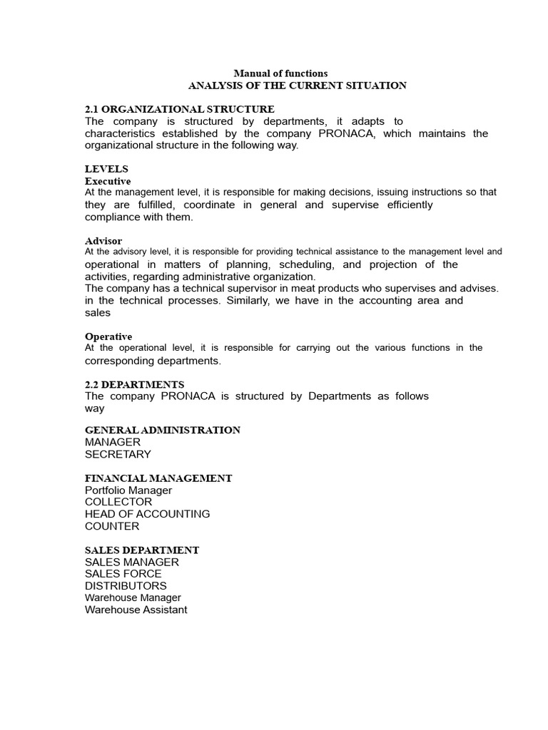 PRONACA Organizational Structure Manual | PDF | Human Resources | Human ...