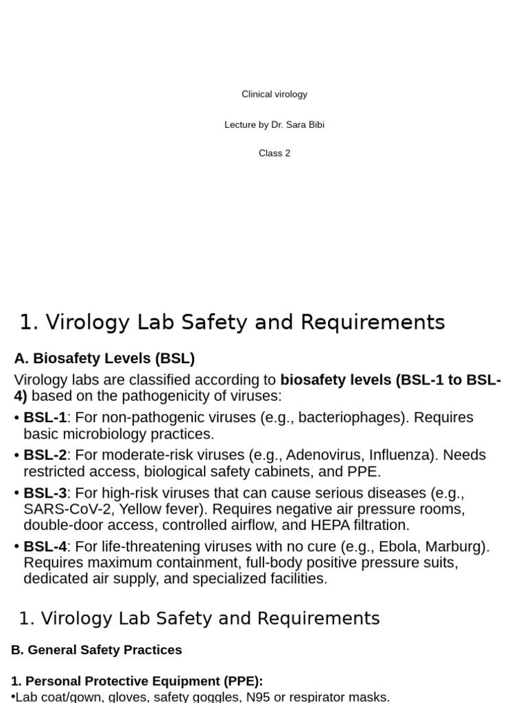 Virology Lab Safety and Equipment Guide | PDF | Virology | Microbiology