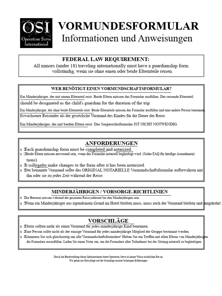 Kostenloses Vormundschaftsformular | PDF