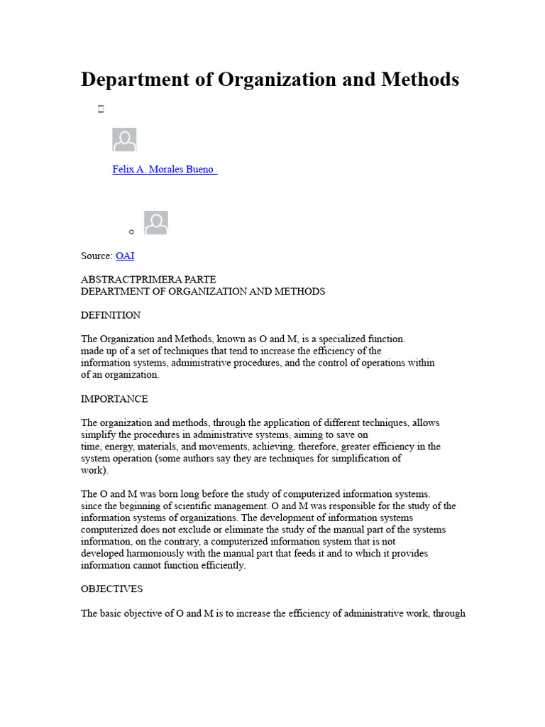 Department_of_Organization_and_Methods.docx | PDF | System | Information