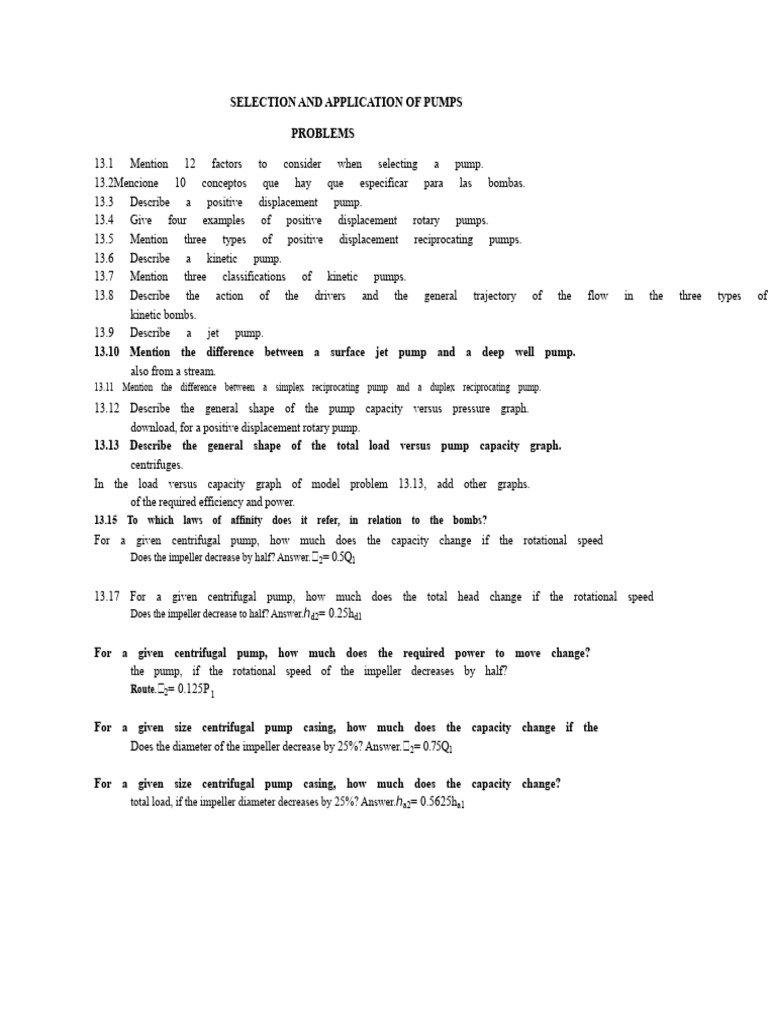 Selection and Application of Pumps - Problems and Answers | PDF | Pump ...