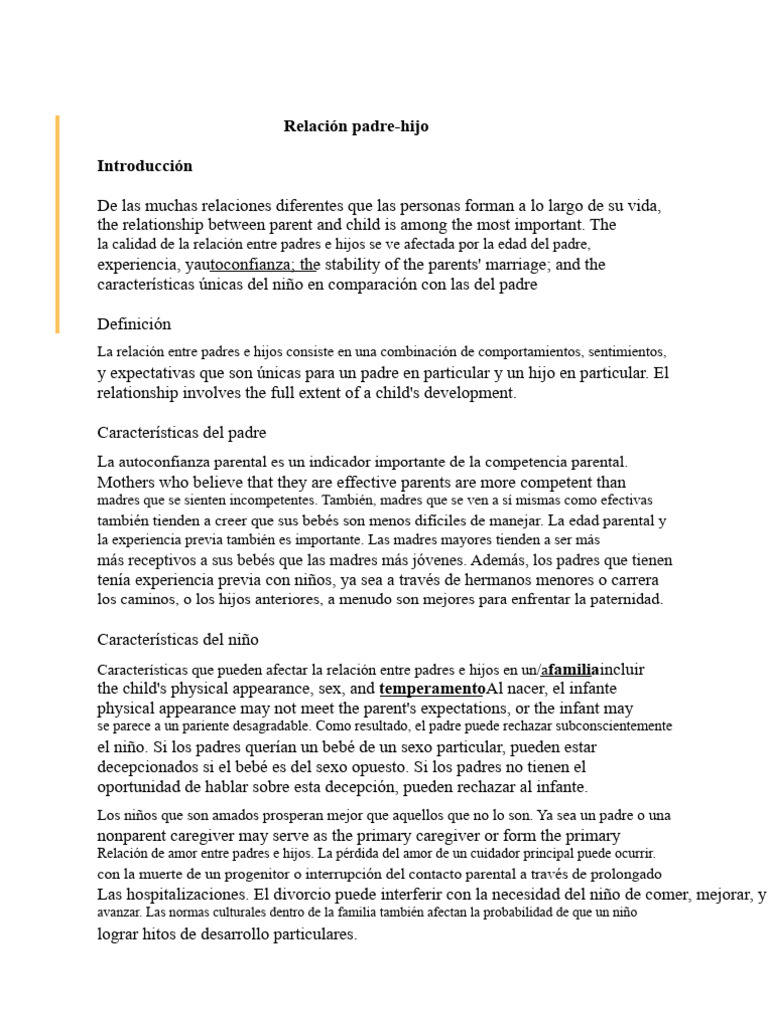 Relación Padre Hijo Pdf Teoría De Apego Sicología 