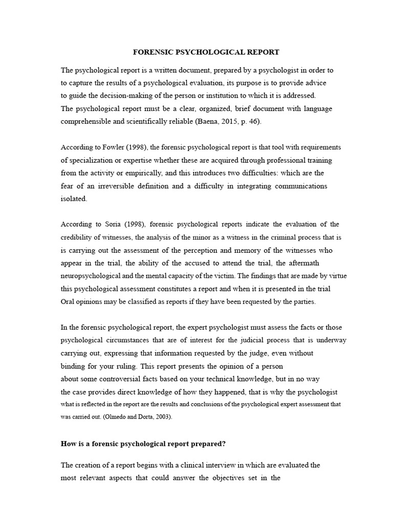 Forensic Psychological Report Overview | PDF | Psychology | Behavioural ...