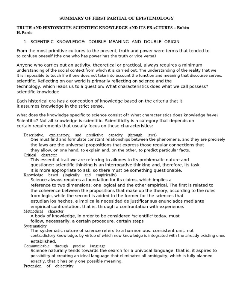 Epistemology: Truth and Scientific Knowledge | PDF | Knowledge | Science