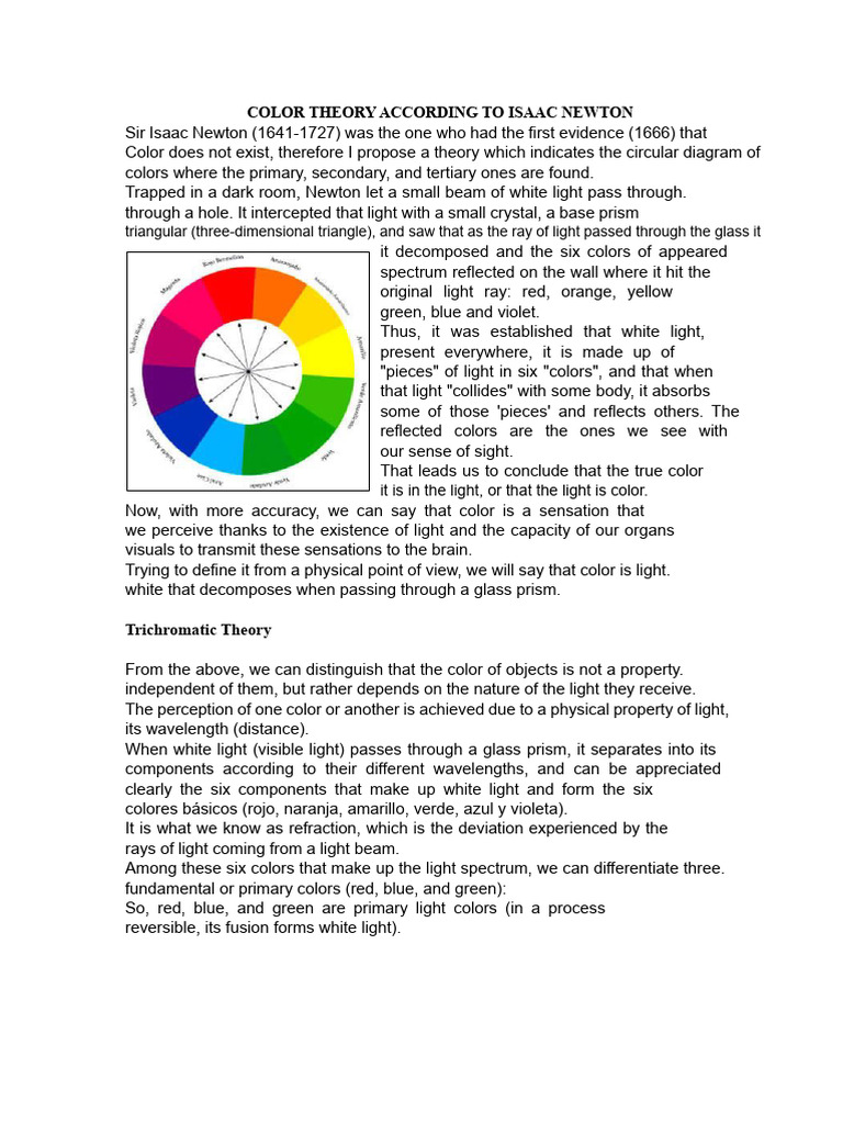 Newton's Color Theory Explained | PDF | Color | Image Processing