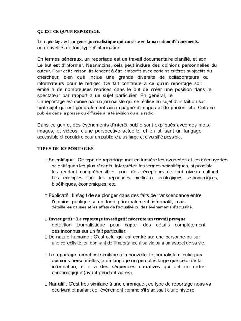 Guide complet sur le reportage journalistique | PDF | Journalisme ...
