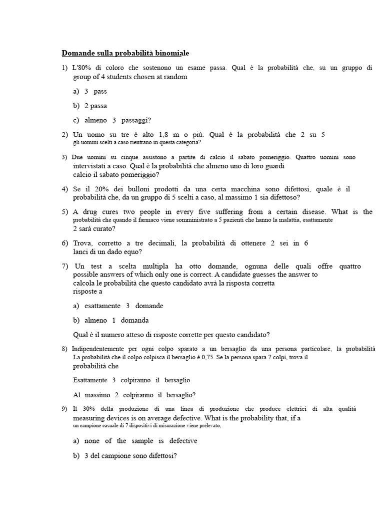 Domande e Risposte Sulla Probabilità Binomiale | PDF
