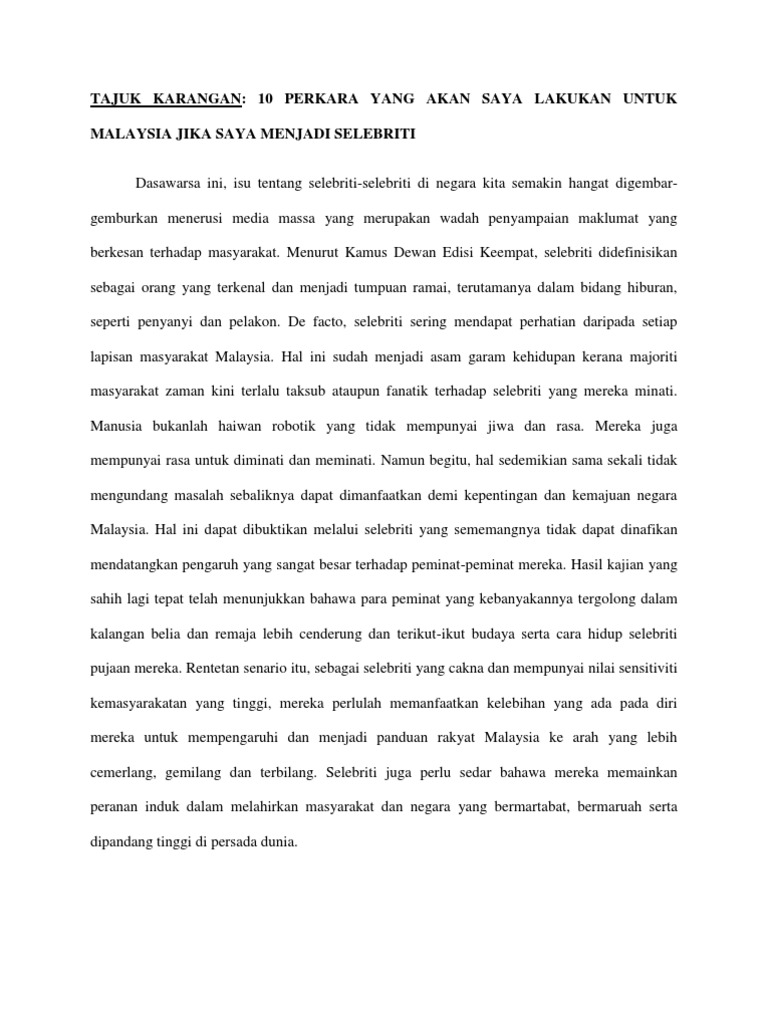 10 Perkara Yg Akan Saya Lakukan Jika Saya Seorang Selebriti Pdf