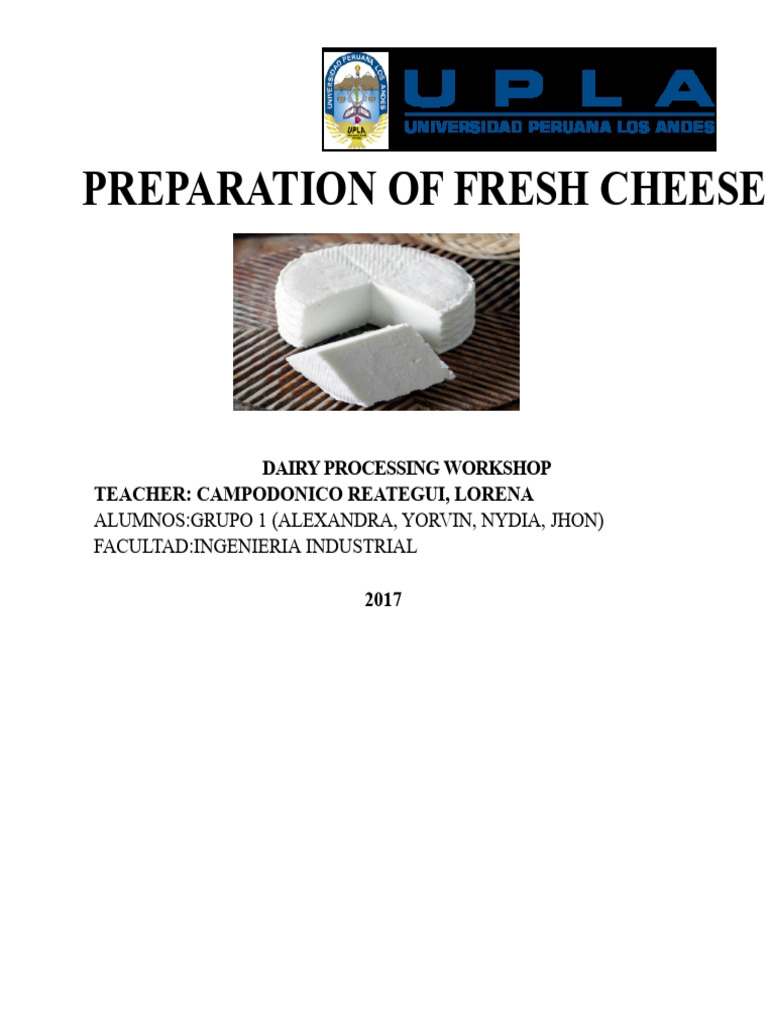 Fresh Cheese Production Guide | PDF | Cheese | Milk