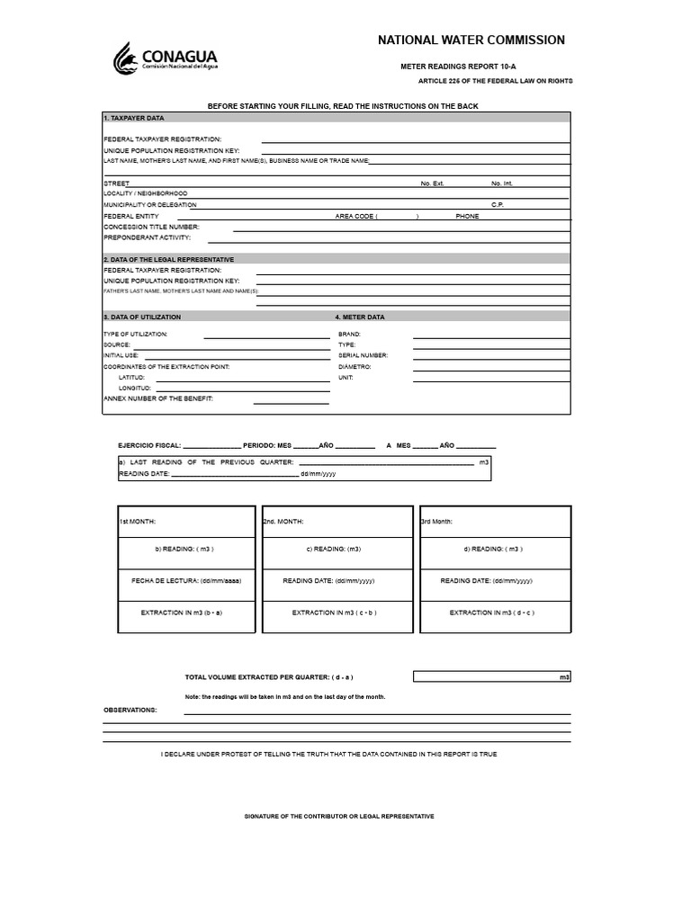 National Water Commission Meter Report | PDF | Volume