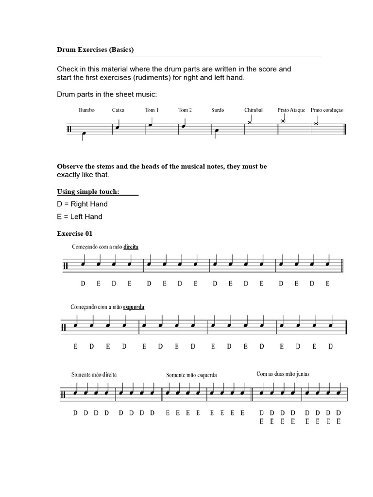Basic Drum Rudiment Exercises | PDF