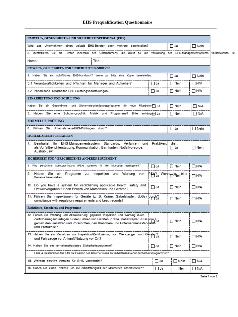 SIPCHEM - SSTEP - CC - Prequal Fragebogen - Beispiel - V1.0 | PDF