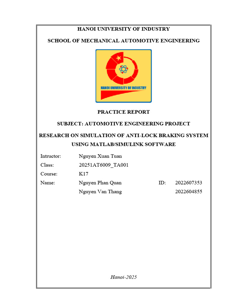 ABS Simulation Using MATLAB/Simulink | PDF | Anti Lock Braking System ...