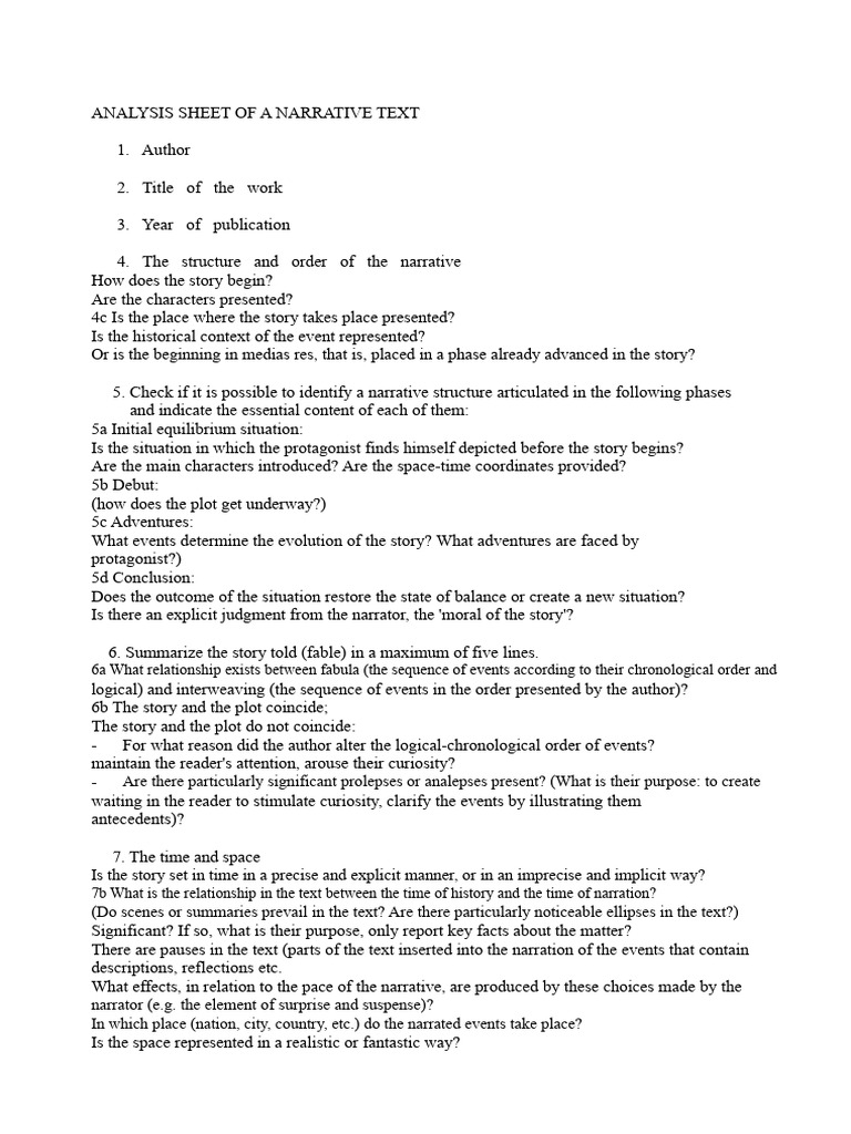 Narrative Text Analysis Guide | PDF | Narration | Narrative