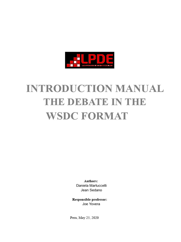 WSDC Debate Format Glossary Guide | PDF | Argument | Public Speaking