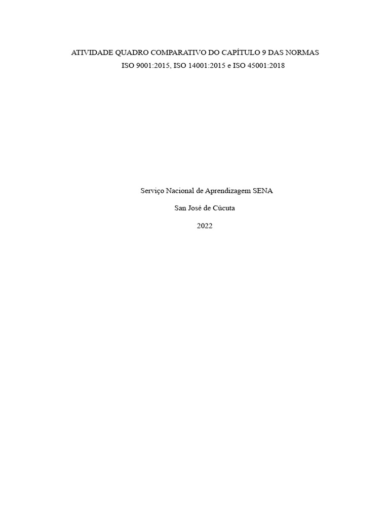 Comparativo das Normas ISO 9001, 14001 e 45001 | PDF | Qualidade (negócios)