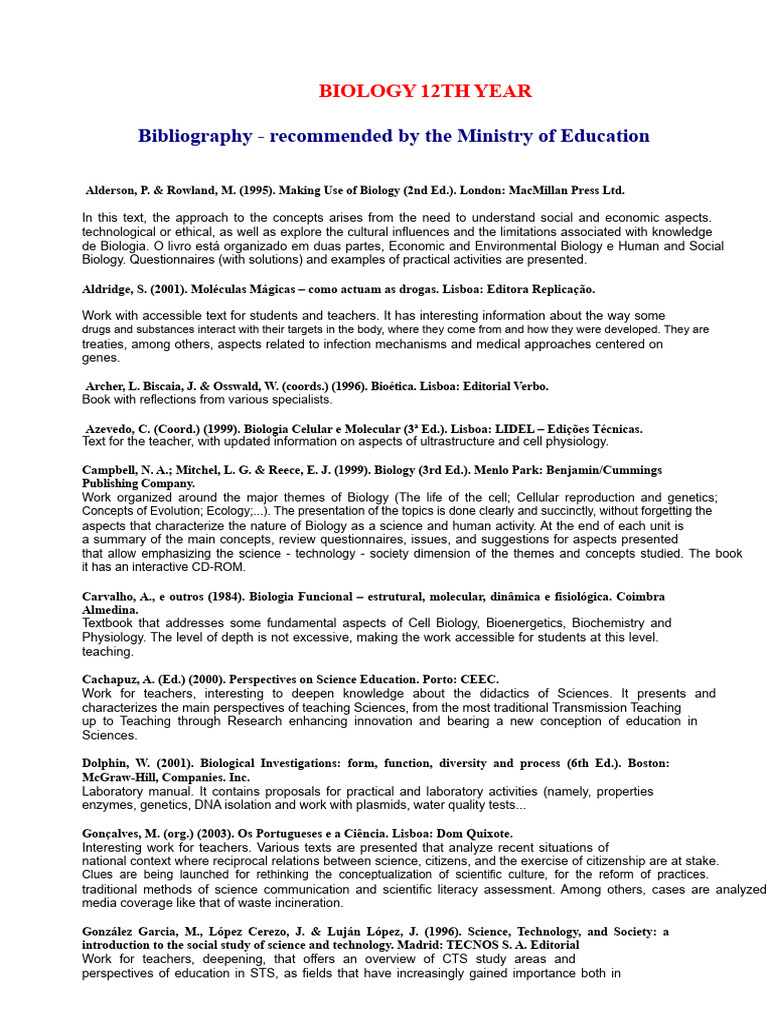 12th Year Biology Curriculum Guide | PDF | Genetics | Science