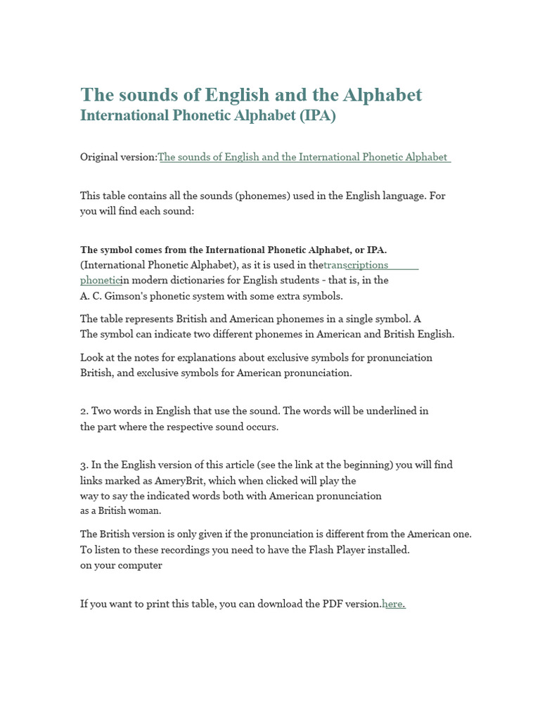 English Sounds and IPA Guide | PDF | Syllable | English Language